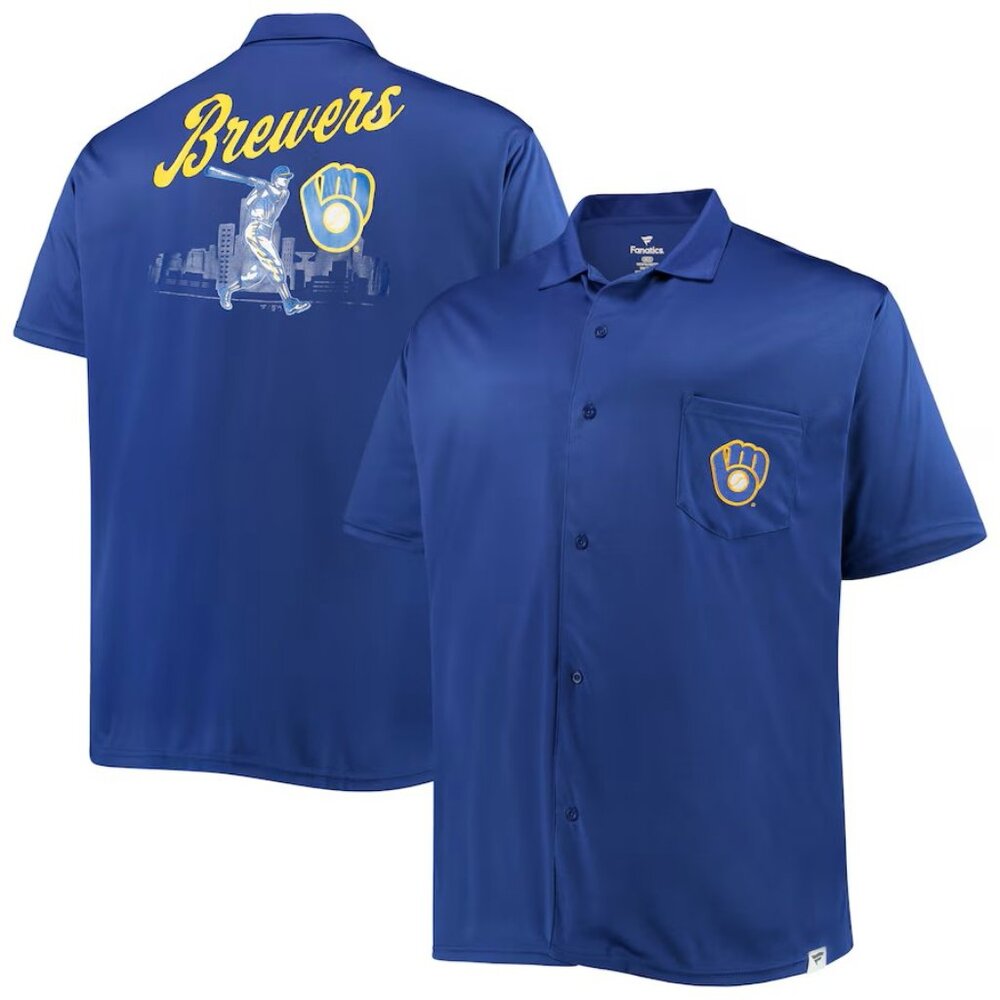 Milwaukee Brewers Big & Tall Button-Up Shirt - Royal NWT 2XLT